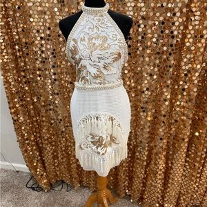 12th Tribe White and Gold Mini Dress